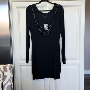 Black fine knit sweater dress